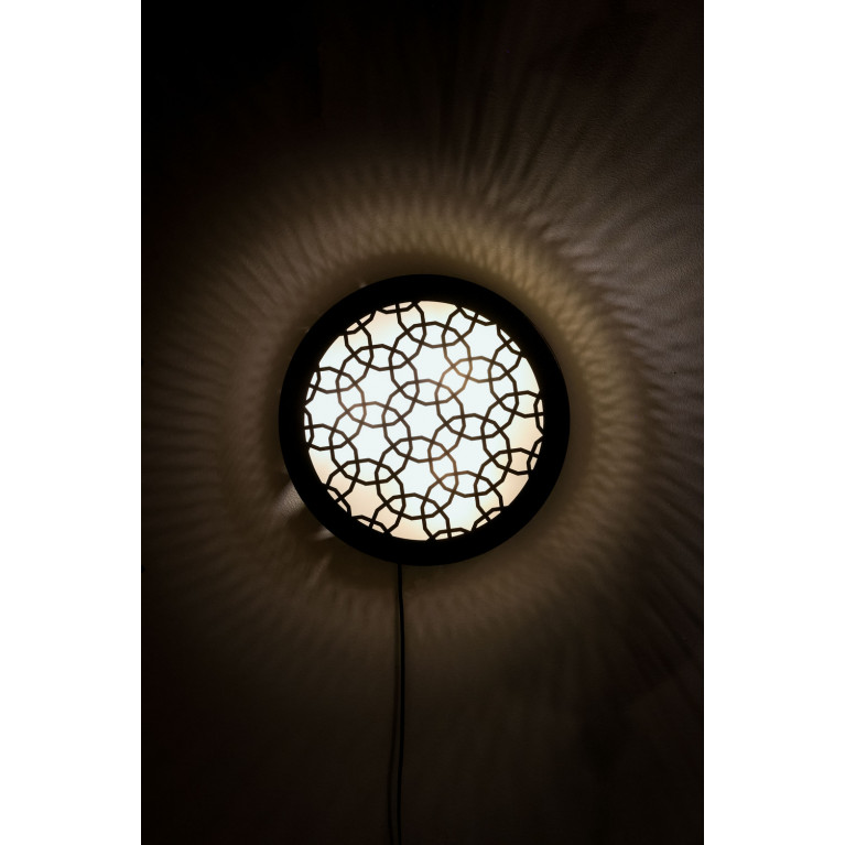 Wall lamp, metal with plexiglass, diameter 40 cm 